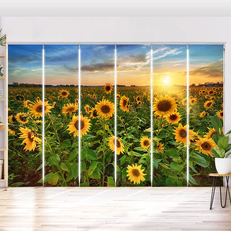 Schiebegardine Motiv "Sonnenblumenfeld Sonnenaufgang"