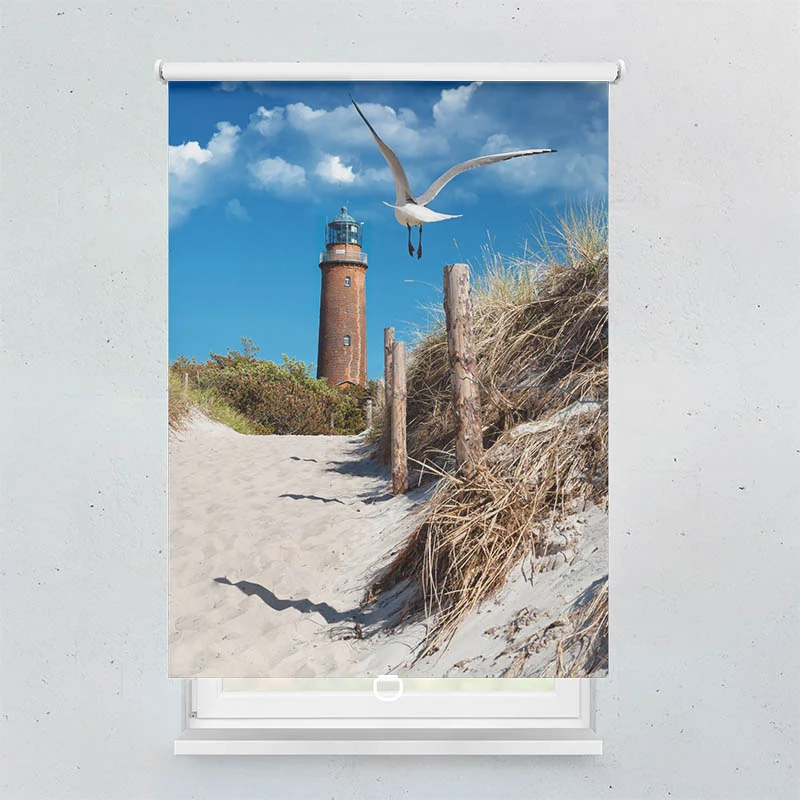 Springrollo Motiv "Duene Leuchtturm Moewe"