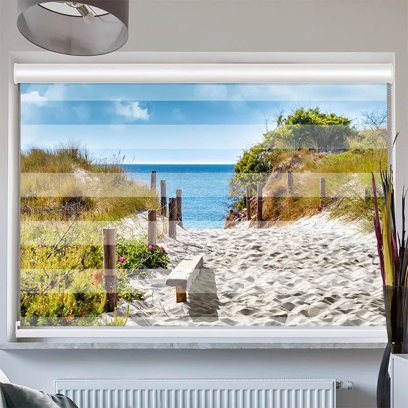 Doppelrollo mit Kassette "Weg zum Strand"