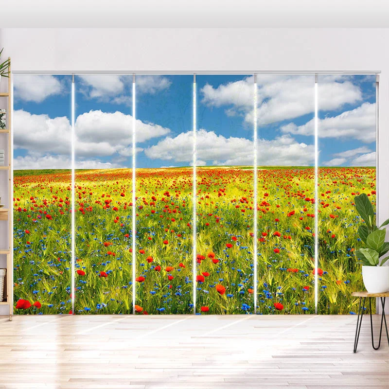 Schiebegardine Motiv "Kornfeld Mohnblumen Feld"