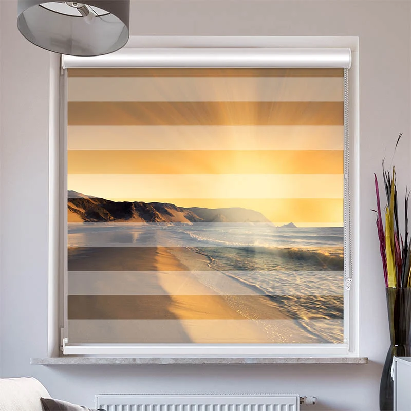 Doppelrollo mit Kassette "Sonnenuntergang Strand"