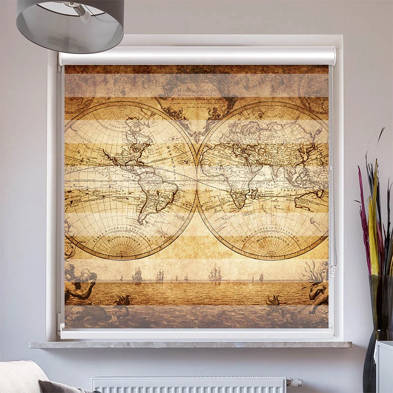 Doppelrollo mit Kassette "Vintage Map"