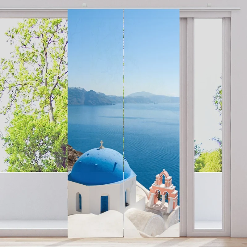 Schiebegardine Motiv "Kirche Santorini"