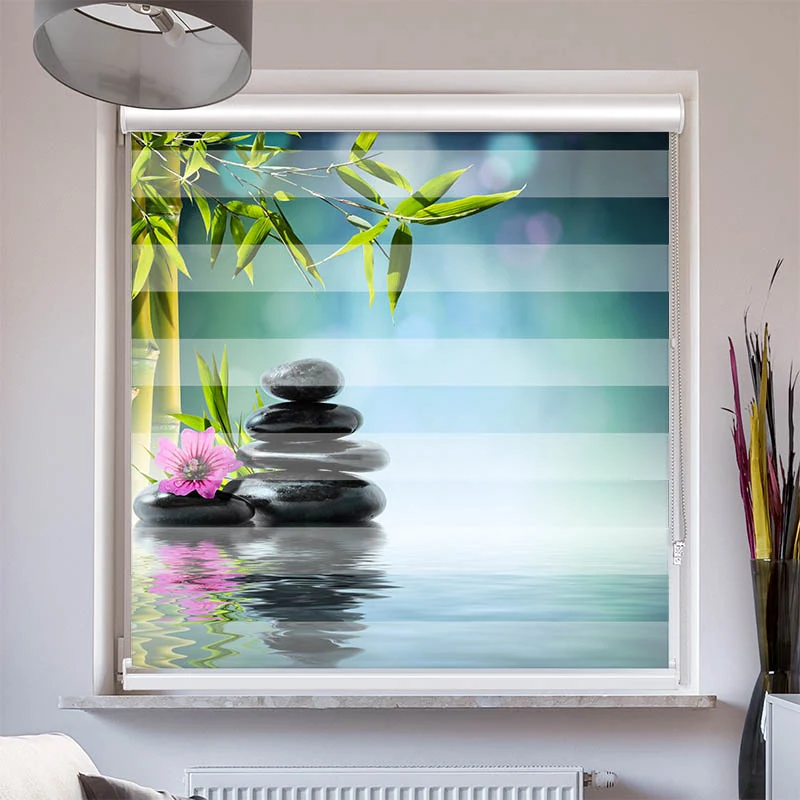 Doppelrollo mit Kassette "Black Stones Wellnes"