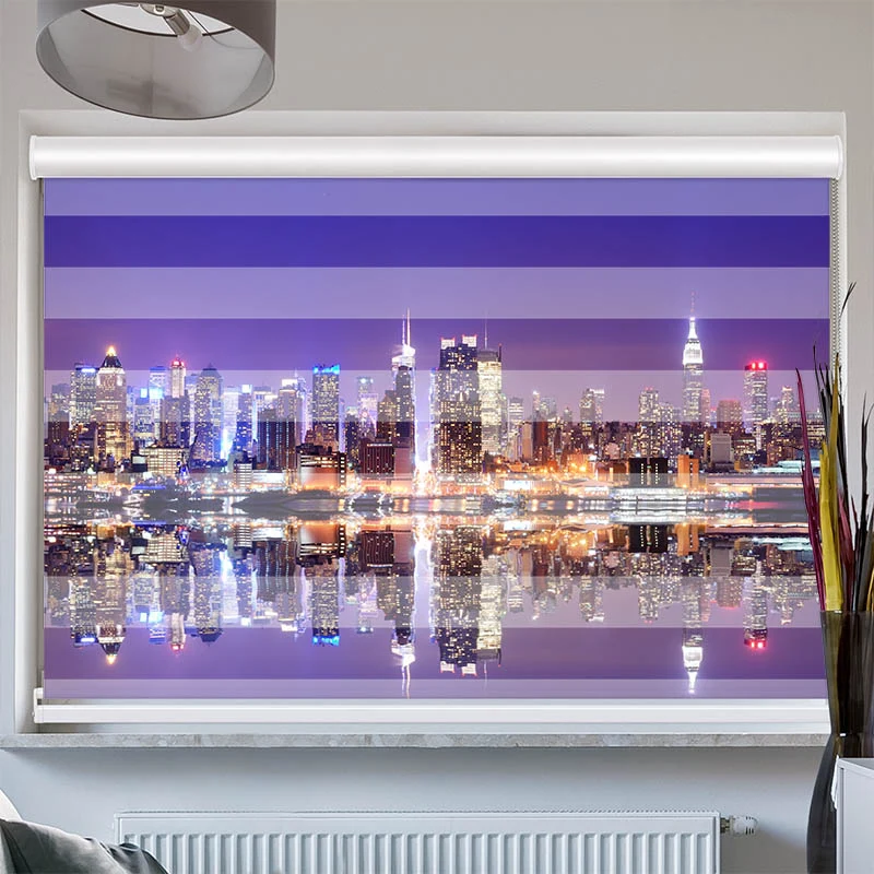Doppelrollo mit Kassette "Skyline Manhatten Nacht"