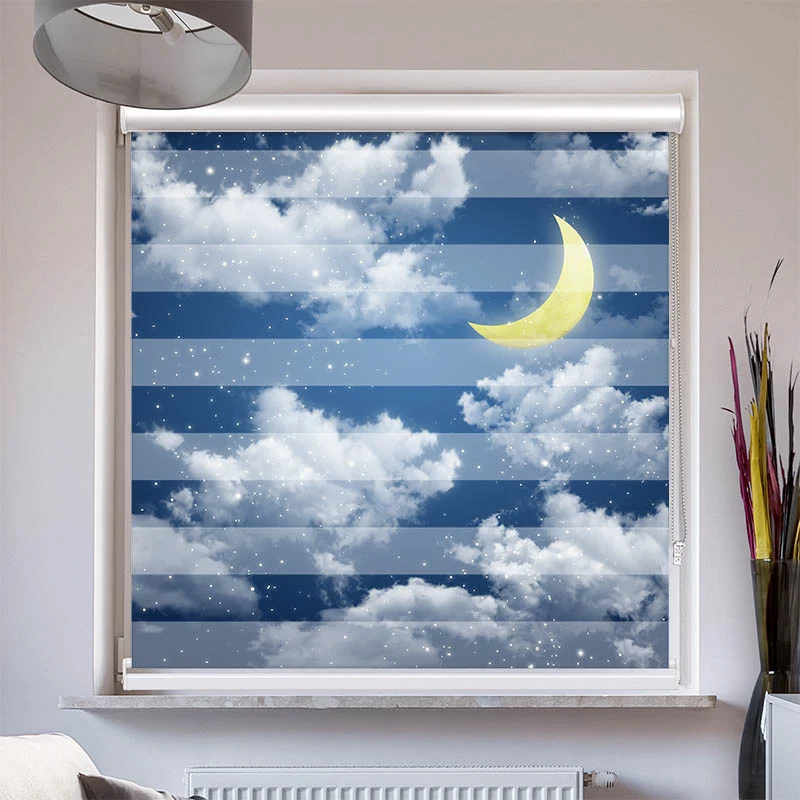 Doppelrollo mit Kassette "Halbmond Himmel Nacht"
