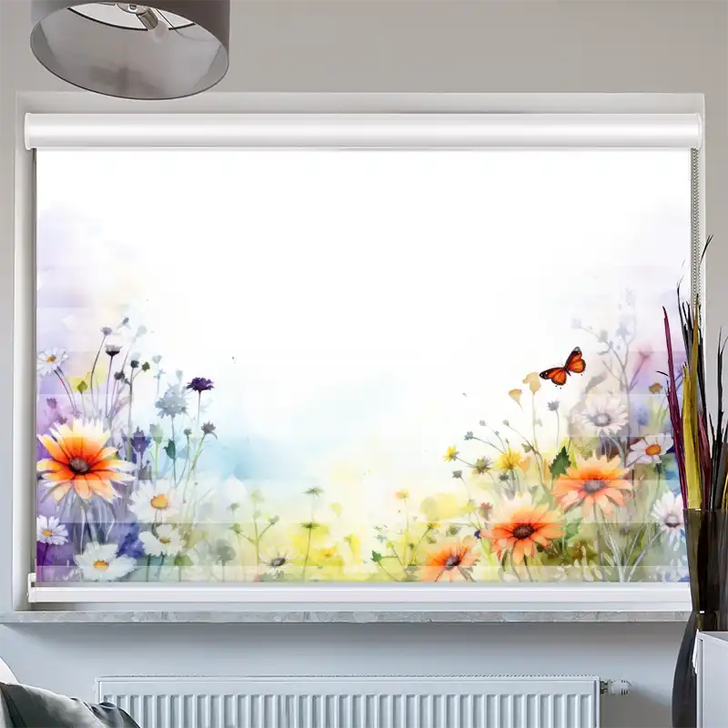Doppelrollo mit Kassette "Wildblumen mit Schmetterling"