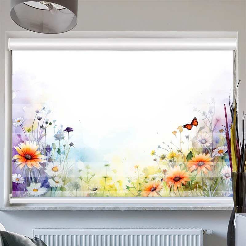 Doppelrollo mit Kassette "Wildblumen mit Schmetterling"