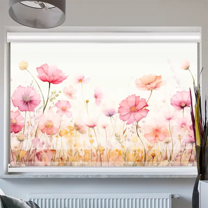 Doppelrollo mit Kassette "Aquarell Rosen und Mohn"