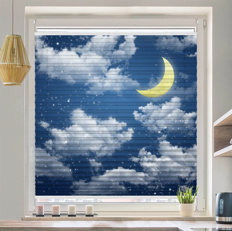 Plissee Motiv "Halbmond Himmel Nacht"