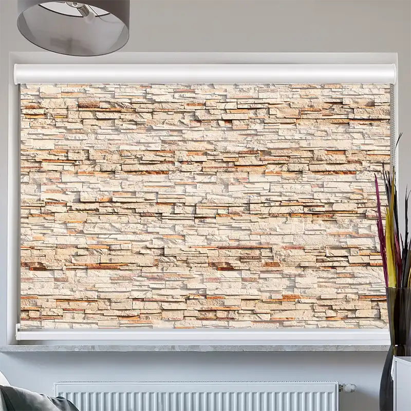 Doppelrollo mit Kassette "Moderne Steinmauer"
