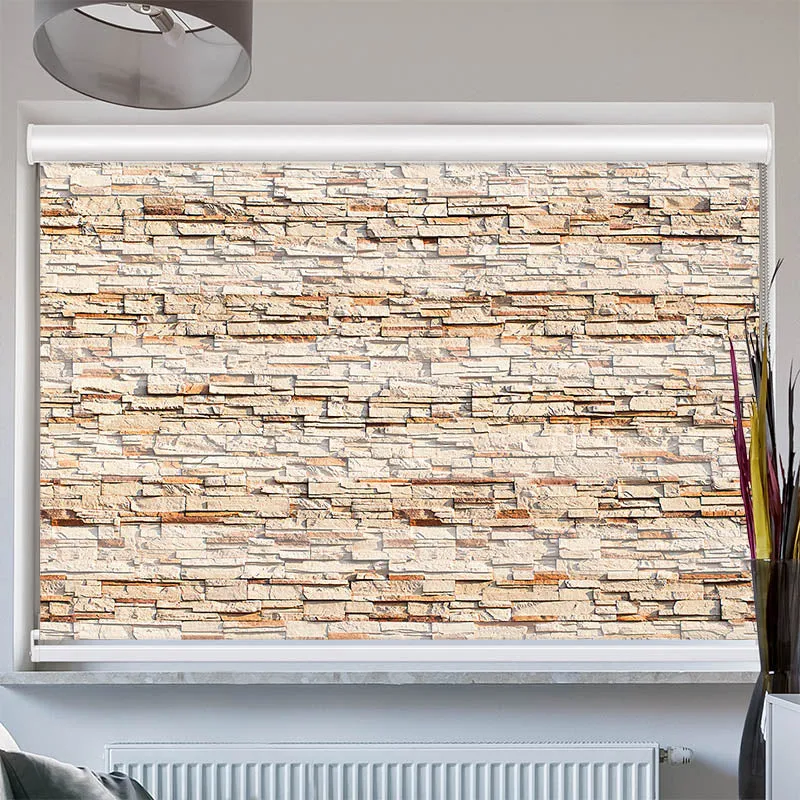 Doppelrollo mit Kassette "Moderne Steinmauer"