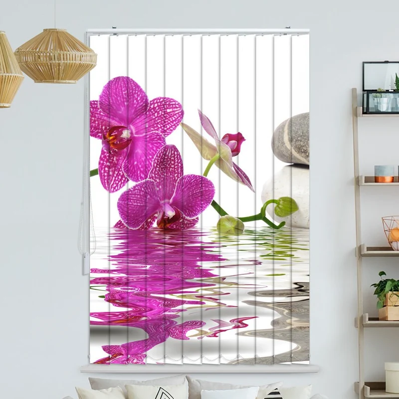 Lamellenvorhang Motiv "Wasser Orchidee Steine"
