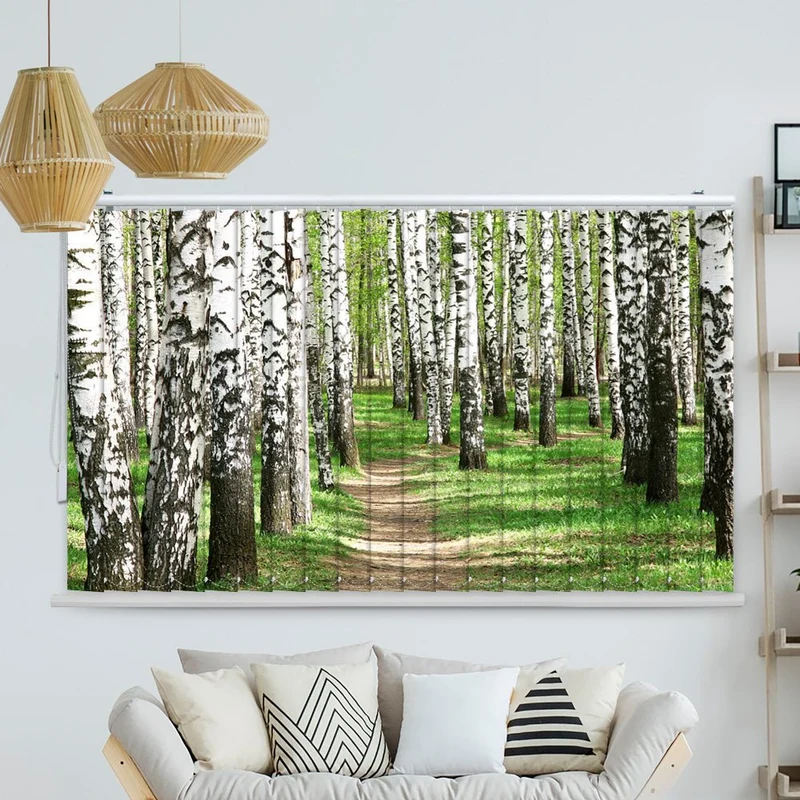 Lamellenvorhang Motiv "Birkenwald Weg"