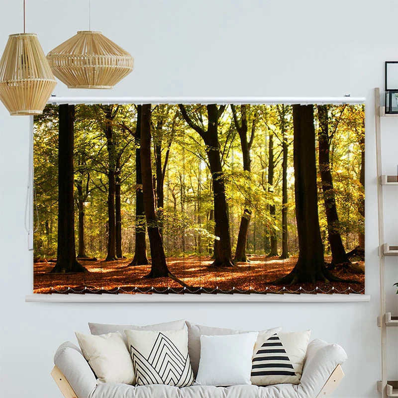 Lamellenvorhang Motiv "Wald Sonnenstrahlen"