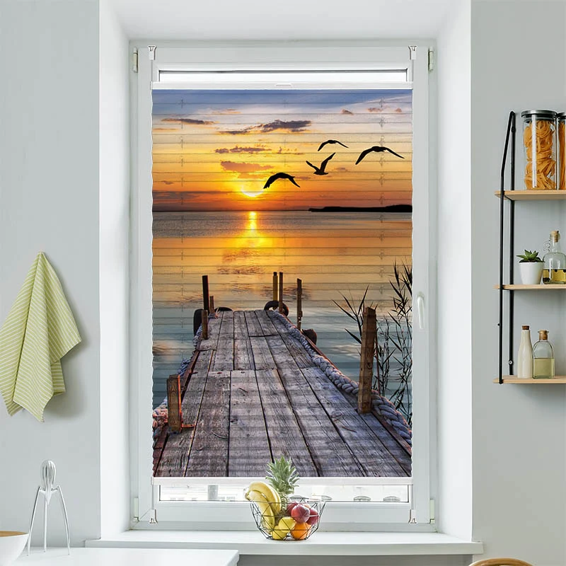 Plissee Motiv "See Steg Sonnenuntergang"
