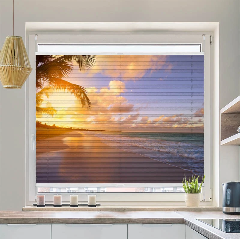 Plissee Motiv "Sonnenuntergang Meer"