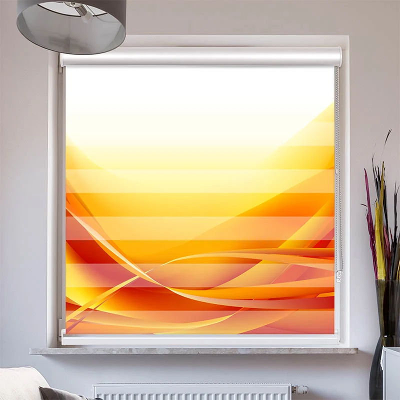 Doppelrollo mit Kassette "Abstrakte Wellen Orange"