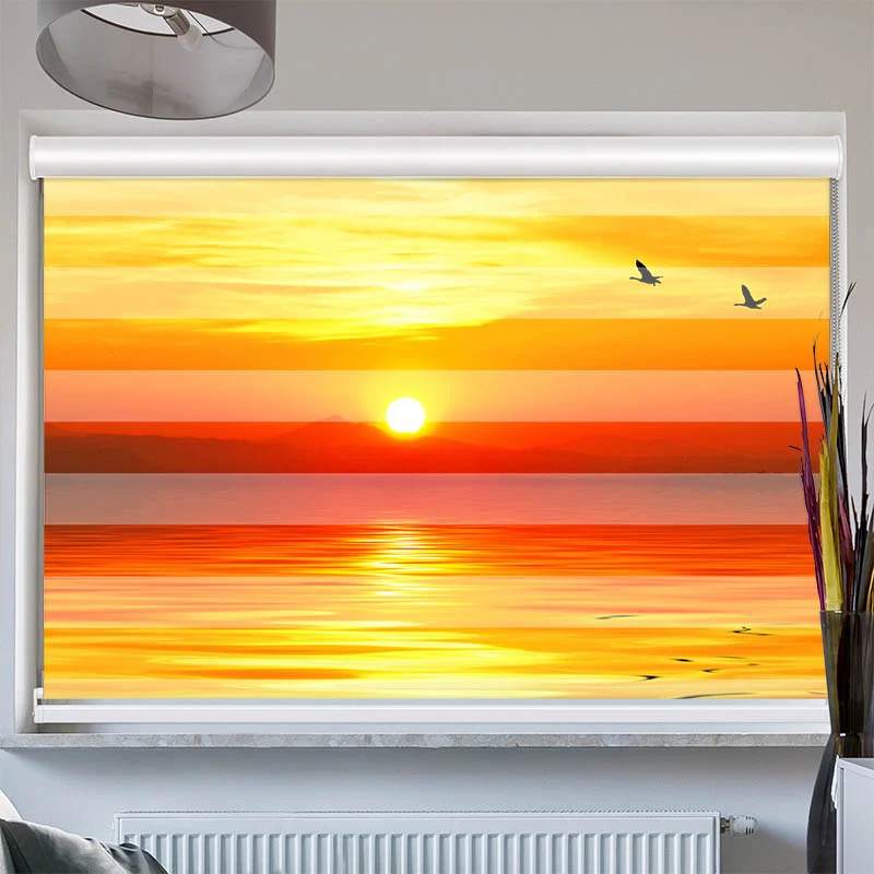 Doppelrollo mit Kassette "Sonnenuntergang Meer"