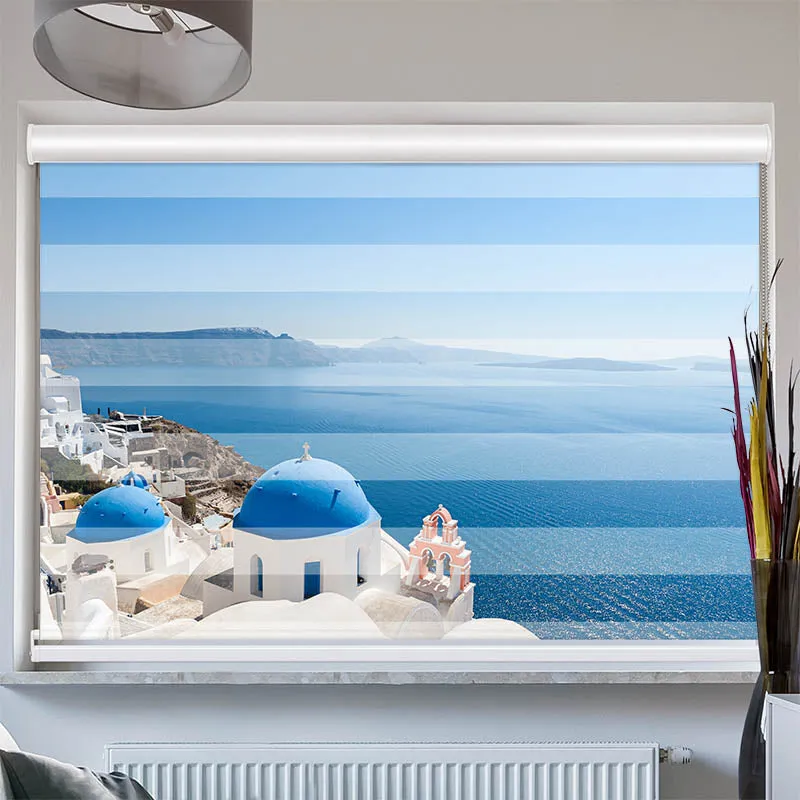 Doppelrollo mit Kassette "Kirche Santorini"