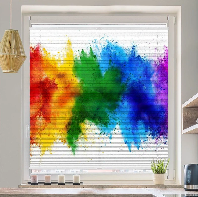 Plissee Motiv "Regenbogen Farbexplosion"
