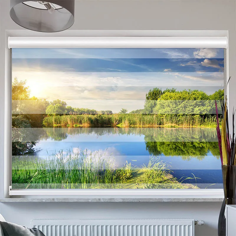 Doppelrollo mit Kassette "Idyllischer Waldsee"