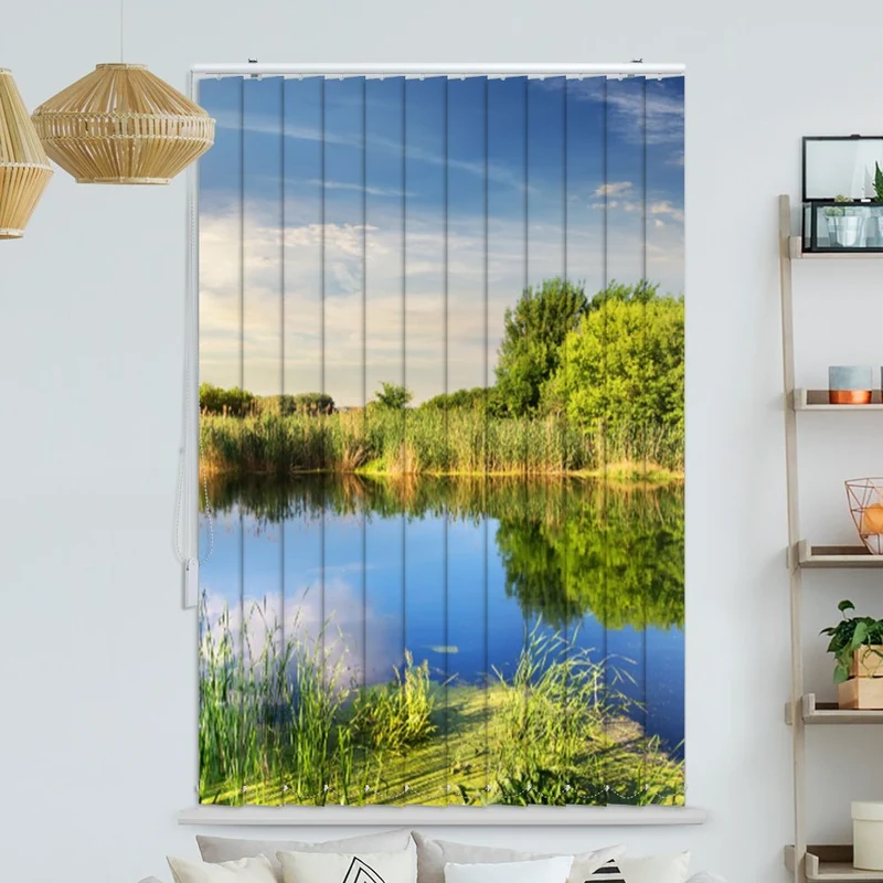 Lamellenvorhang Motiv "Idyllischer Waldsee"