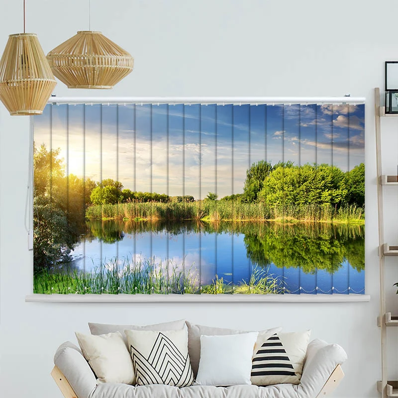 Lamellenvorhang Motiv "Idyllischer Waldsee"