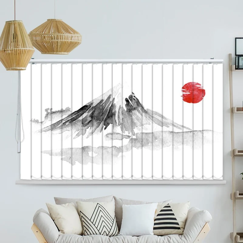 Lamellenvorhang Motiv "Fujiyama Zeichnung Asiatisch"
