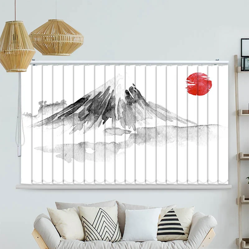 Lamellenvorhang Motiv "Fujiyama Zeichnung Asiatisch"