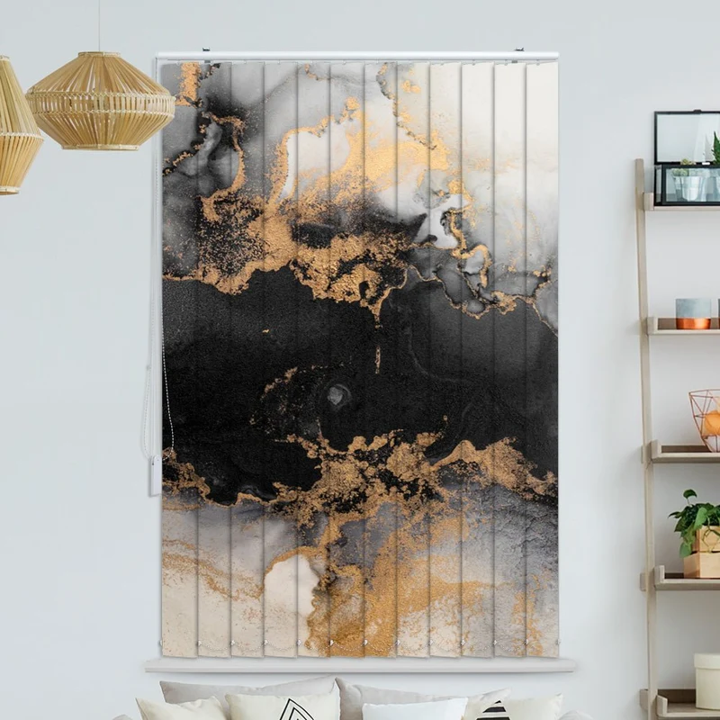 Lamellenvorhang Motiv "Abstrakt Marmor Schwarz Gold"