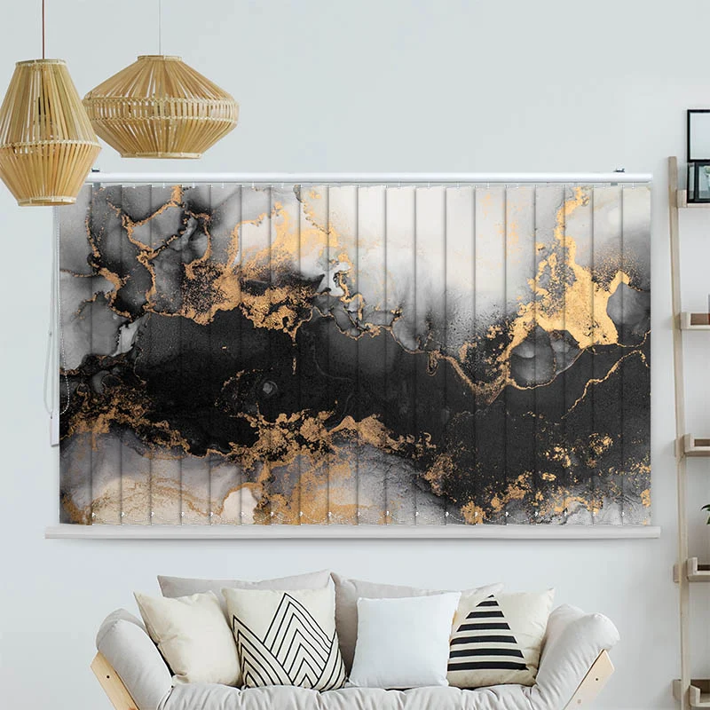Lamellenvorhang Motiv "Abstrakt Marmor Schwarz Gold"