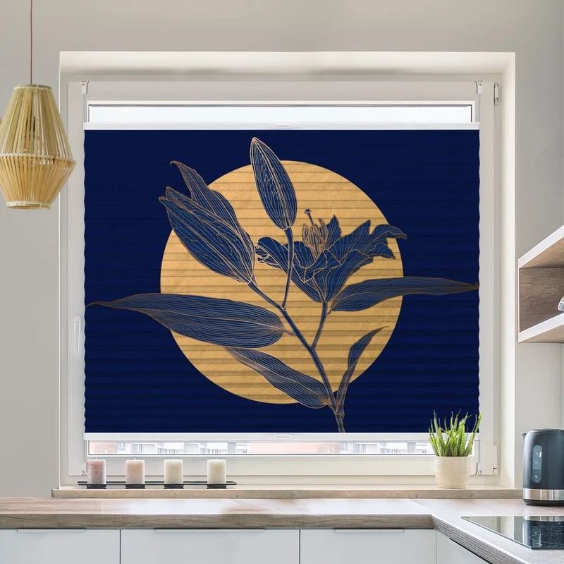 Wabenplissee Motiv 'Lilie Mond Gold'