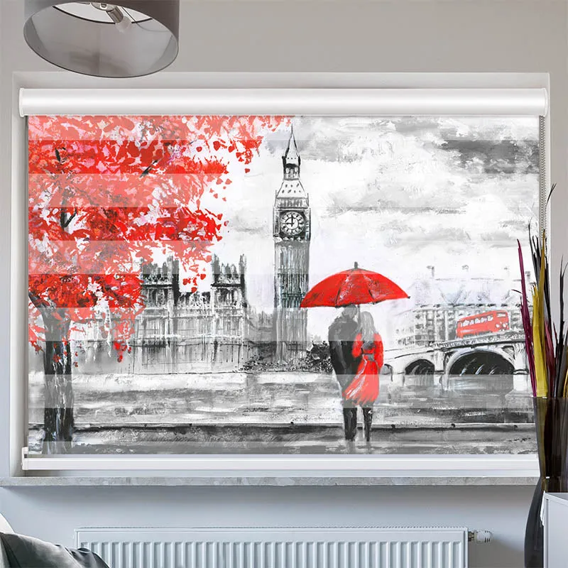 Doppelrollo mit Kassette "London Big Ben Gemaelde"