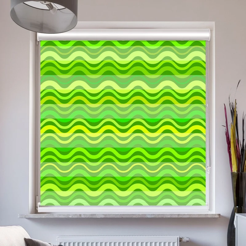 Doppelrollo mit Kassette "Abstrakt Gruen"