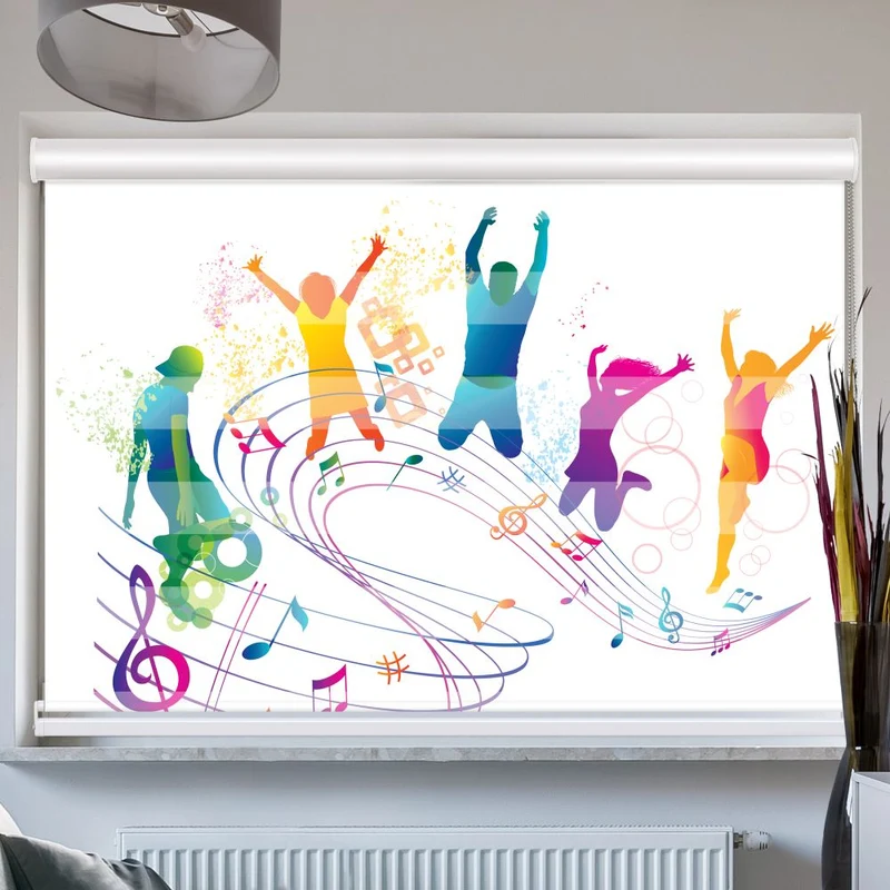 Doppelrollo mit Kassette "Musik Noten Tanzen"