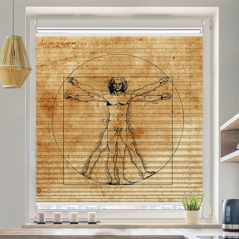 Plissee Motiv "Vintage Vitruvian Man"