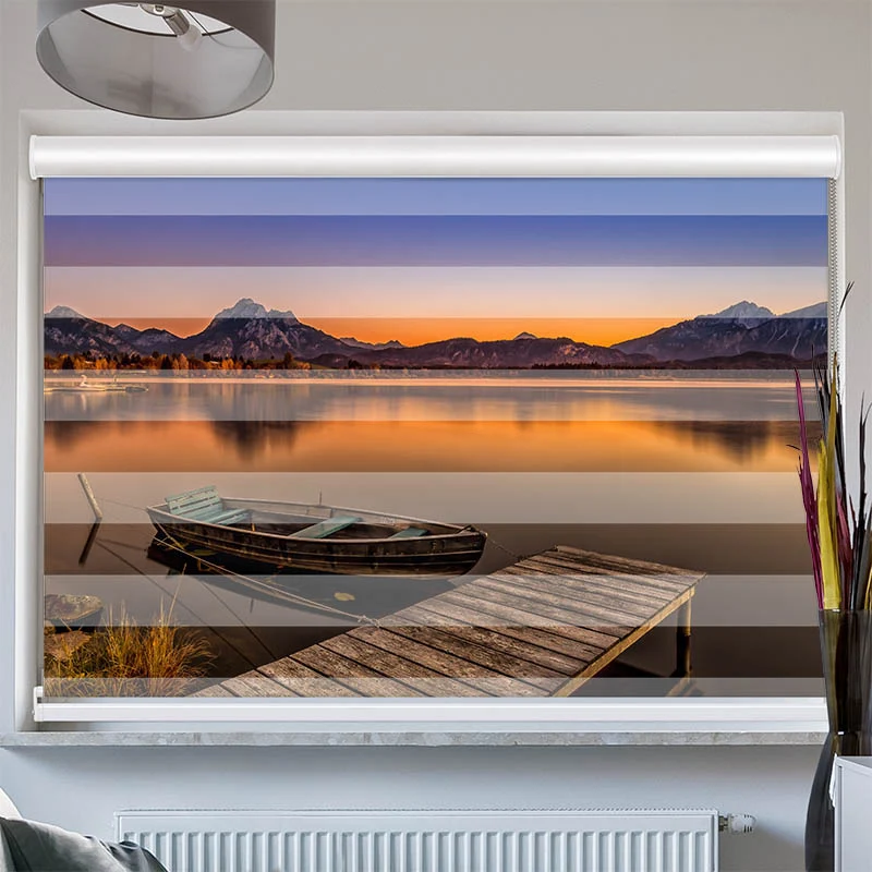 Doppelrollo mit Kassette "Abendstimmung am Hopfensee"