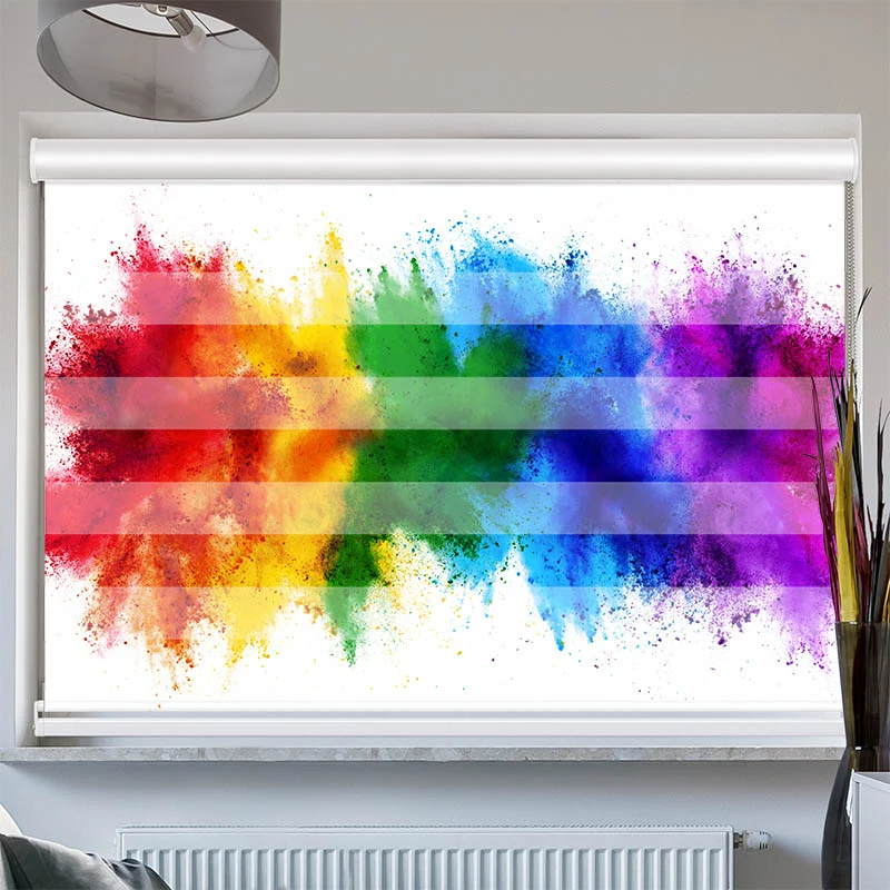 Doppelrollo mit Kassette "Regenbogen Farbexplosion"