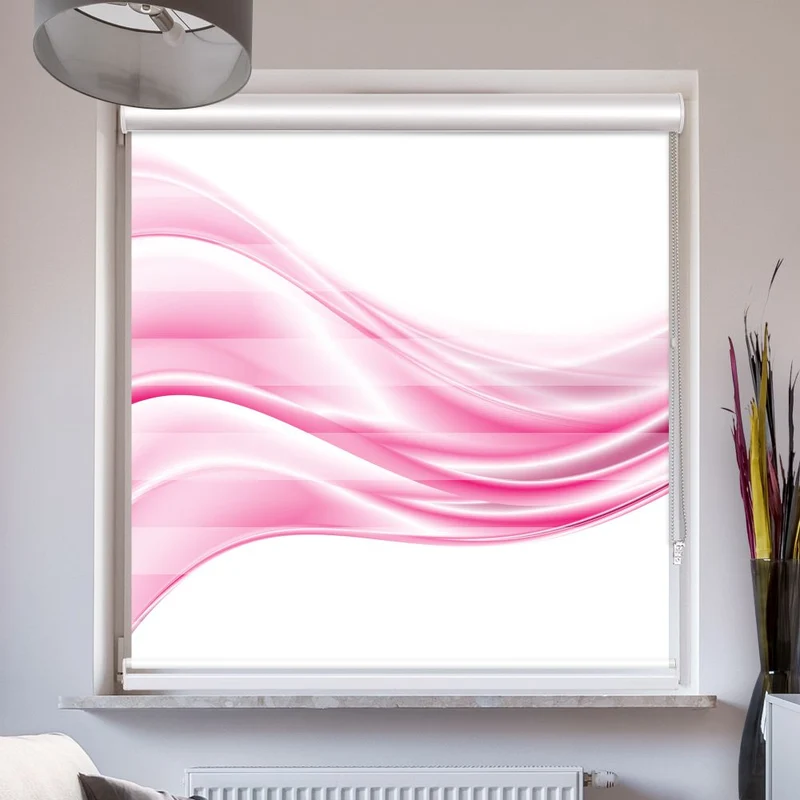 Doppelrollo mit Kassette "Abstrakt Pinke Wellen"