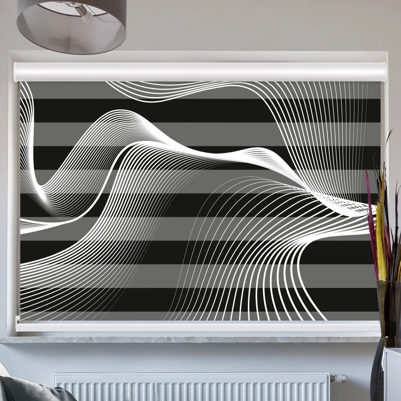Doppelrollo mit Kassette "Wellen Monochrom"