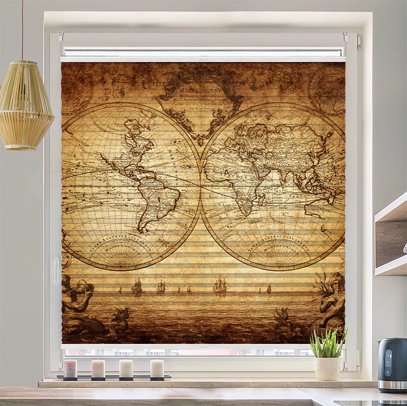 Plissee Motiv "Vintage Map"