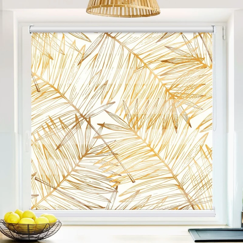 Klemmfix Doppelrollo 'Palmenblaetter Gold' | Klemm Doppelrollo