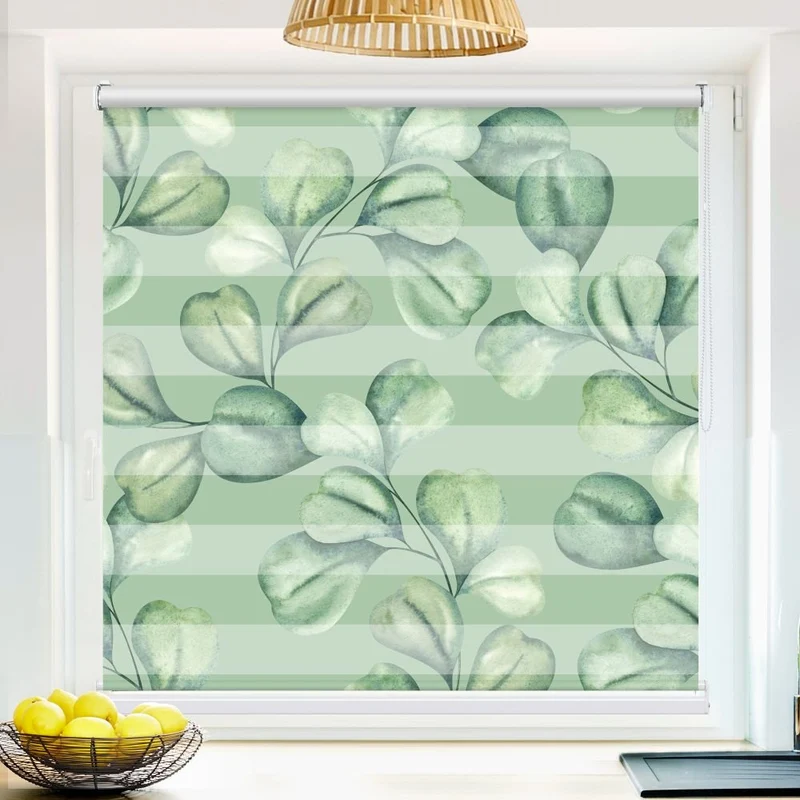 Klemmfix Doppelrollo 'Eucalyptus Wasserfarben' | Klemm Doppelrollo