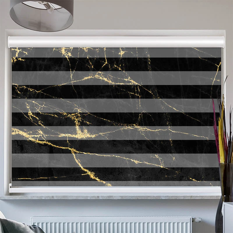 Doppelrollo mit Kassette "Schwarz Goldener Hintergrund"