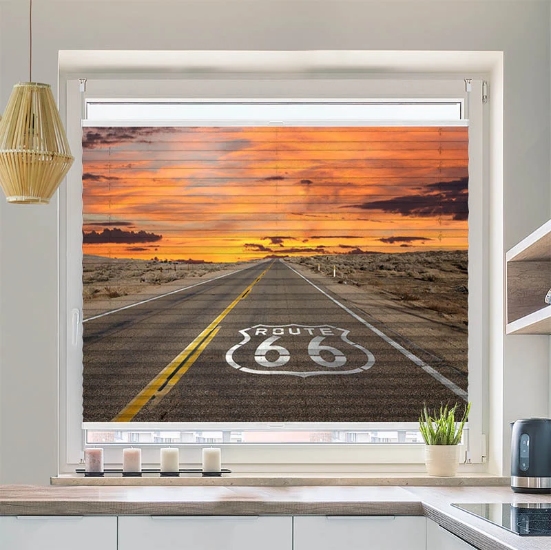 Plissee Motiv "Route 66"