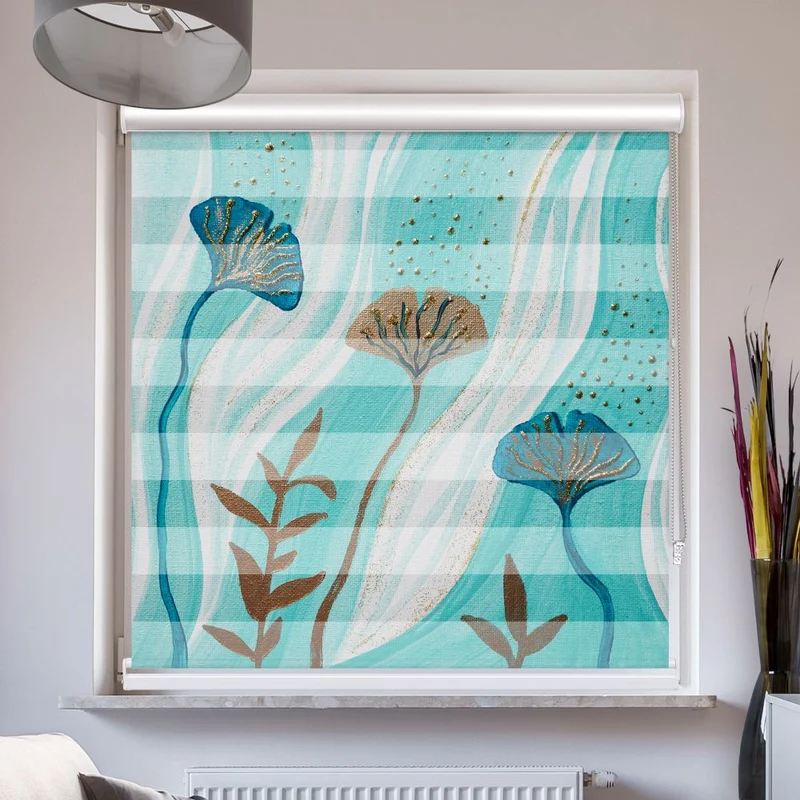 Doppelrollo mit Kassette "Ginkgobaum Gemaelde"