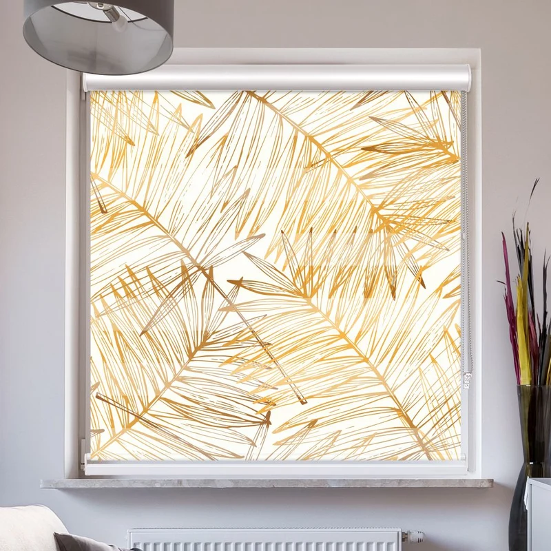 Doppelrollo mit Kassette "Palmenblaetter Gold"