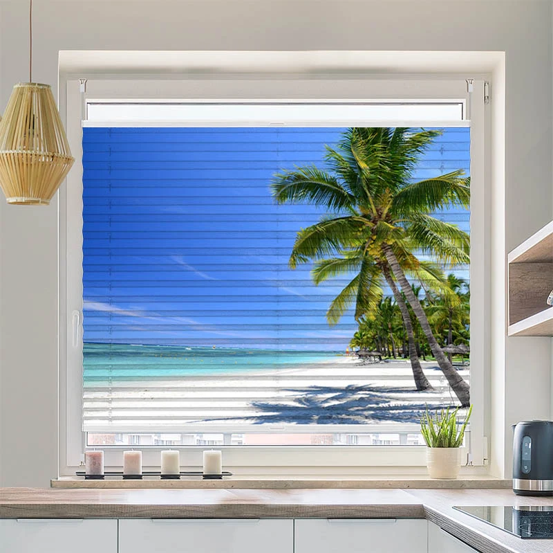 Plissee Motiv "Meer Palmen Strand"