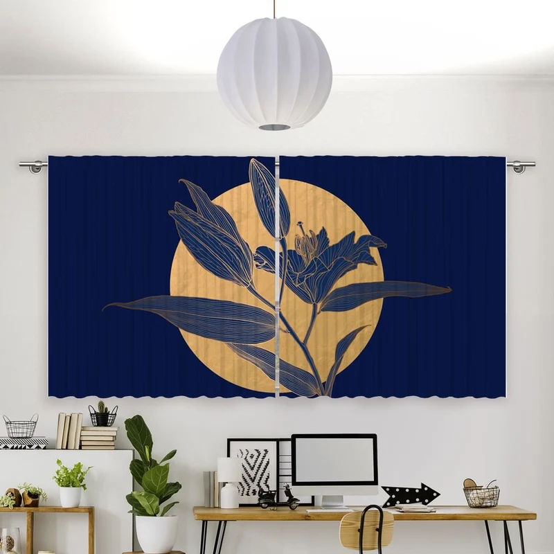 Vorhang Motiv 'Lilie Mond Gold'
